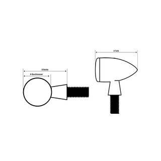 HIGHSIDER APOLLO LED Blinker/Positionsleuchten Modul, sw. Alugeh., getöntes Glas, Paar, E-gepr., schwarz